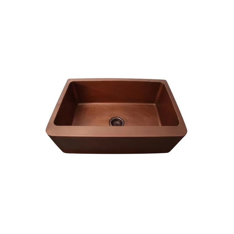 Kitchen Sink 36L x 22W Inch Single Bowl Bentley Farmer Hammered Interior Smooth Antique Copper Round Edge Rectangle - Frankwebs