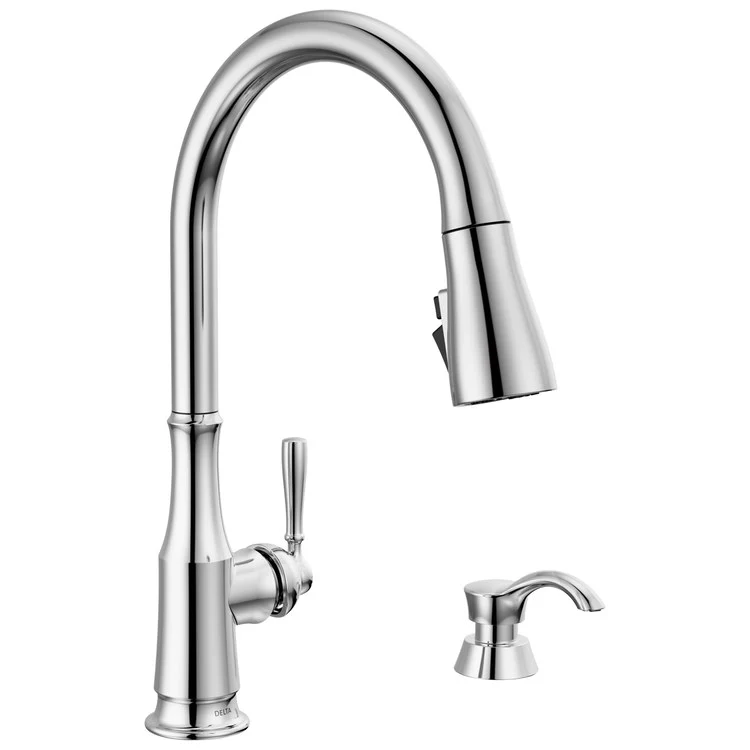 Kitchen Faucet Capertee with Soap Dispenser 1 Lever ADA Chrome Pull Down 1.8 Gallons per Minute - Frankwebs