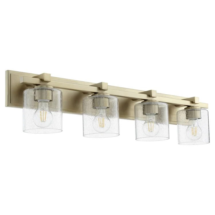 Signature Cylinder Four-Light Bathroom Vanity Fixture with Clear Seeded Glass Shades - Frankwebs