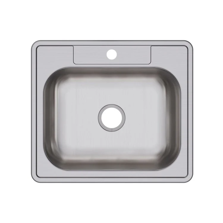 Kitchen Sink Dayton 25 x 22 Inch Single Bowl 1 Hole ADA Satin Top Mount Rectangle Drain Location Center Depth 6-4/7 Inch Bottom Only Pads - Frankwebs