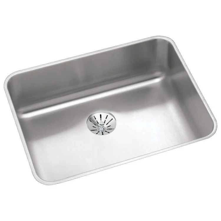Kitchen Sink Lustertone Classic 23.5 x 18.25 Inch Single Bowl with Perfect Drain ADA Lustertone Undermount Rectangle Drain Location Rear Center Depth 4-7/8 Inch Bottom Only Pads - Frankwebs