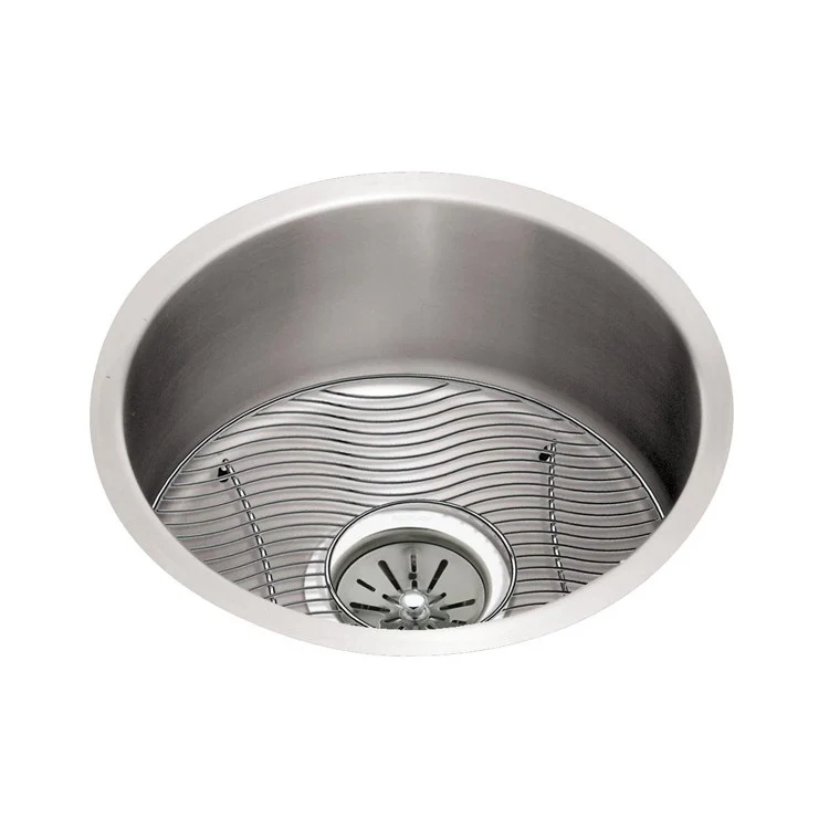 Kitchen Sink Lustertone The Mystic 14.5 x 14.5 Inch Single Bowl Kit with Faucet ADA Lustrous Highlighted Satin Undermount Round Drain Location Center Depth 6 Inch Sound Guard - Frankwebs