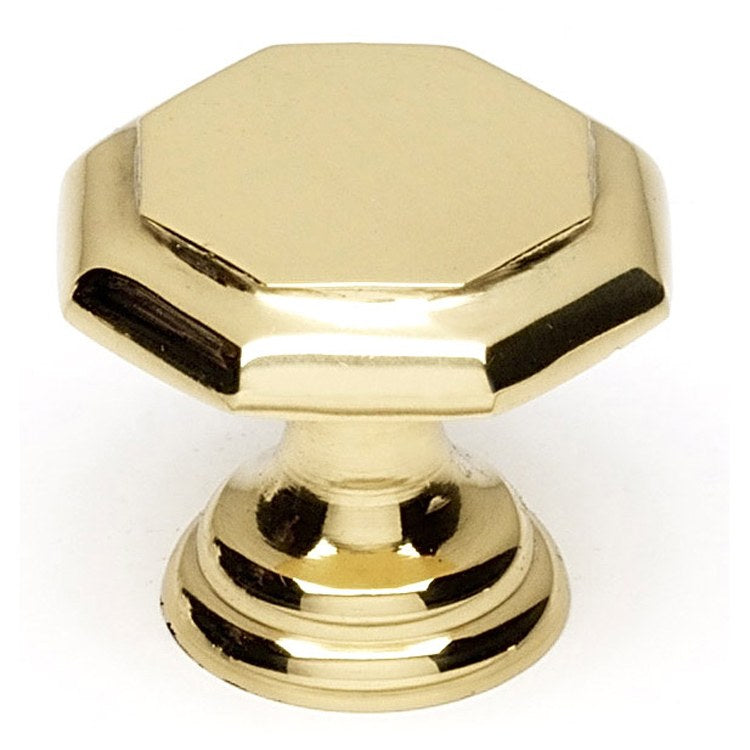 Knob II Collection Hexagon Polished Nickel Brass 1-1/8 Inch 1 Inch 11/16 Inch - Frankwebs