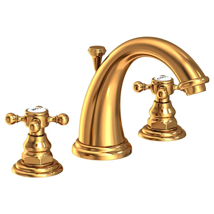 Alveston Two Handle Widespread Faucet with Cross Handles with Drain - Satin Gold PVD - Frankwebs