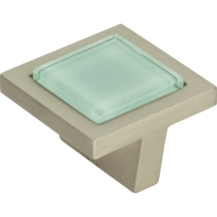 Knob Atlas Spa Green Square Brushed Nickel Zinc Alloy 1-3/8 Inch - Frankwebs