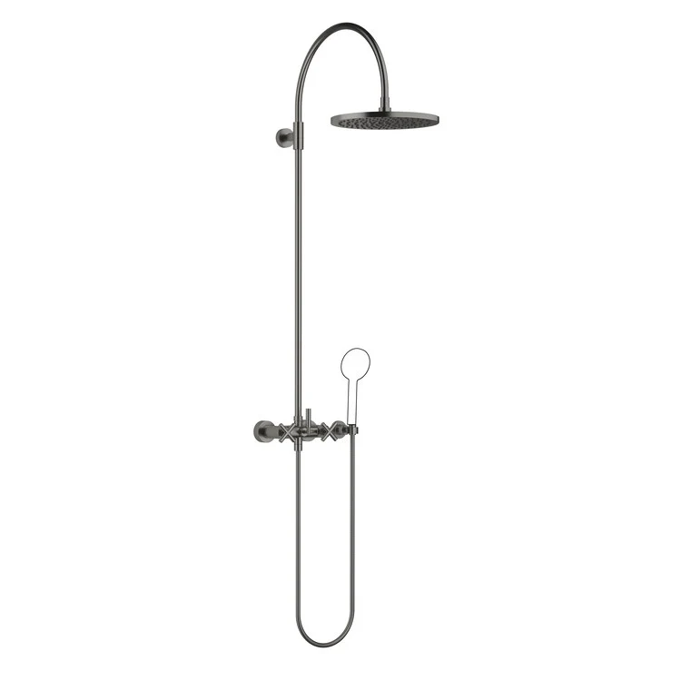 Shower Set TARA Exposed with Mixer Less Handshower 3 Cross/Lever Brushed Dark Platinum 1.8 Gallons per Minute - Frankwebs