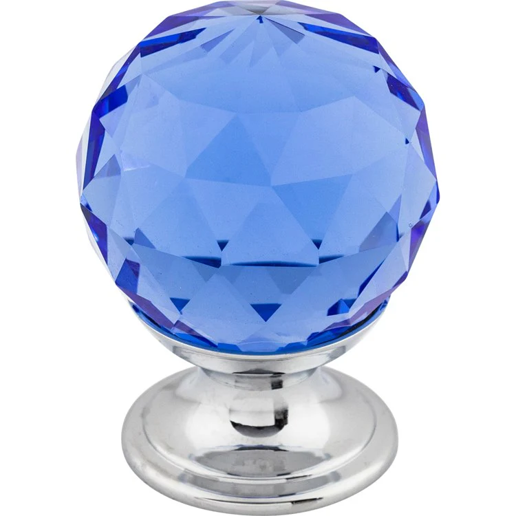 Knob Crystal Blue for Decorative Hardware Polished Chrome Brass 1-1/8 Inch 1-1/2 Inch - Frankwebs