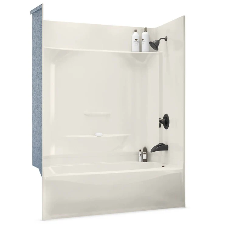 Tub and Shower Module 59-7/8 x 32 x 79-1/4 Inch AcrylX Left Hand Biscuit 4 Pieces - Frankwebs