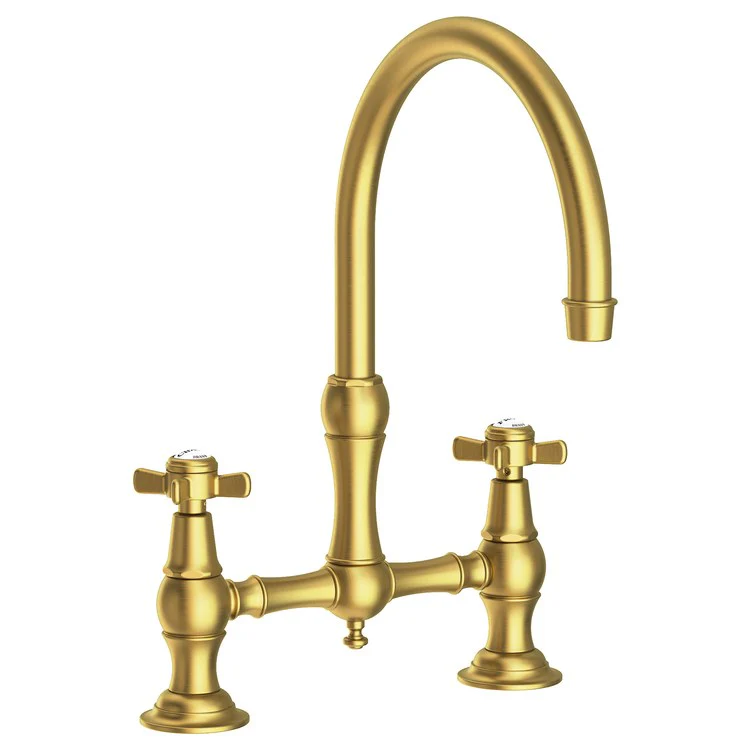 Kitchen Faucet Fairfield Bridge 8 Inch Spread 2 Cross ADA Satin Brass PVD Spout Height 9 Inch Spout Reach 9 Inch 1.8 Gallons per Minute - Frankwebs