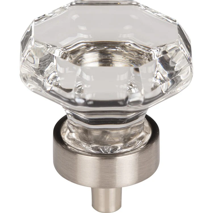 Knob Crystal Clear Octagon for Decorative Hardware Brushed Satin Nickel Brass 1-3/8 Inch 1-1/8 Inch - Frankwebs