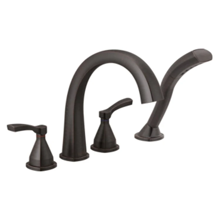 Roman Tub Trim Stryke Deck Mount with Handshower 2 Lever Matte Black ADA 8-16 Inch Spread - Frankwebs