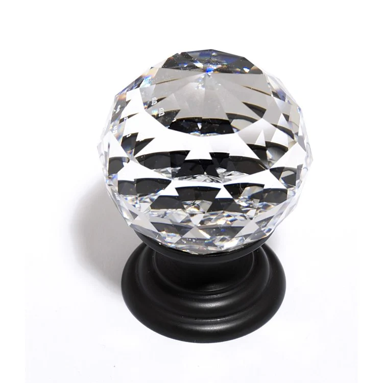 Knob Swarovski Crystal Sphere Crystal Satin Nickel Brass 1-1/4 Inch 1-3/4 Inch 15/16 Inch - Frankwebs