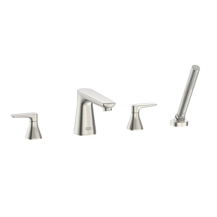 Roman Tub Filler Aspirations Mini-Widespread Deck Mount 2 Lever ADA Fixed Spout Brushed Nickel - Frankwebs