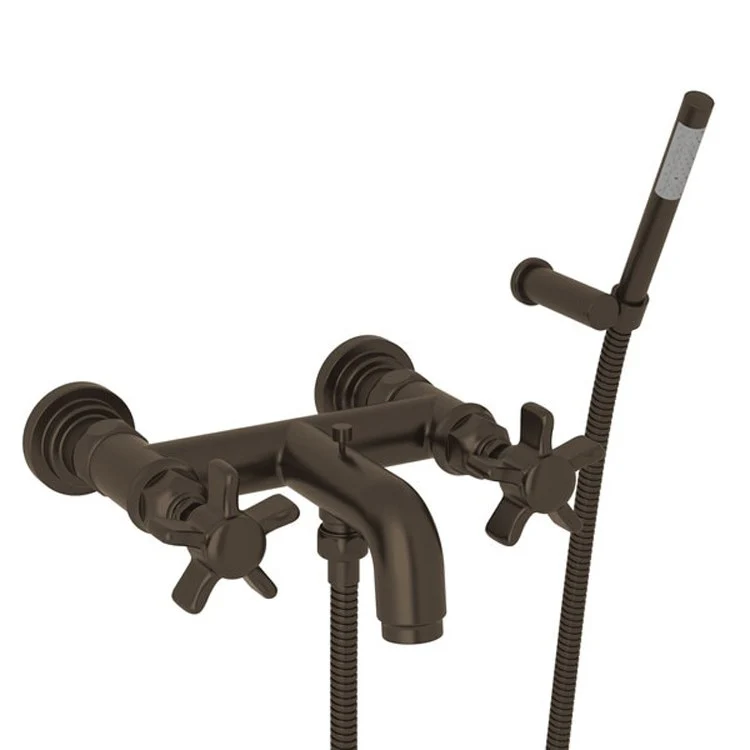 Tub Filler San Giovanni Wall Mount with Handshower 2 5 Spoke Cross Handle Satin Nickel - Frankwebs