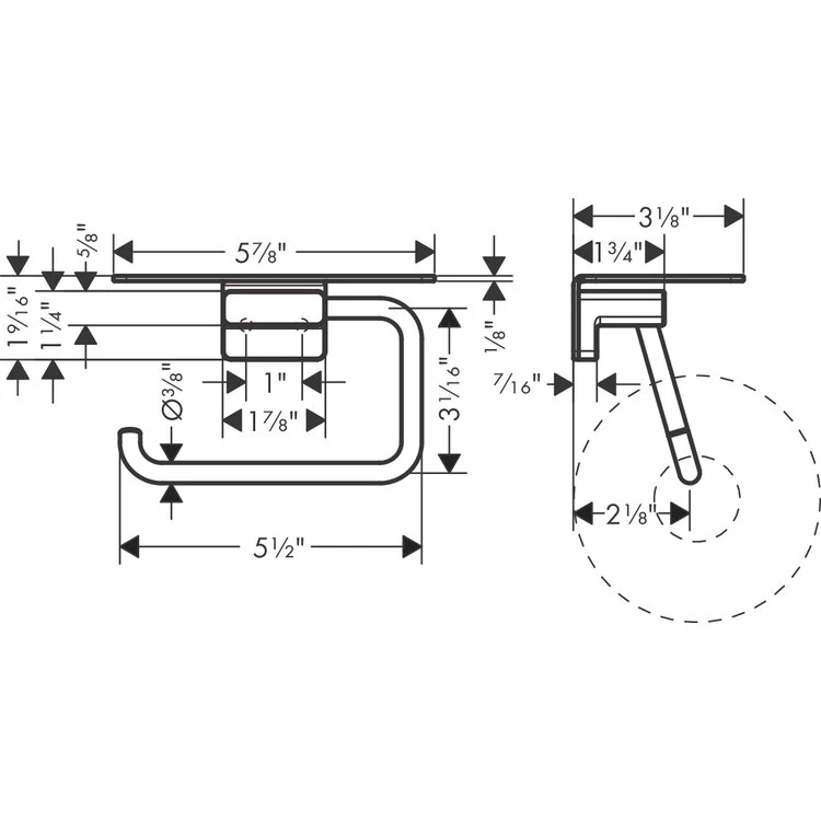 Toilet Paper Holder AddStoris Rectangular with Shelf Matte White Metal 6 Inch 3-1/8 Inch Wall Mount - Frankwebs