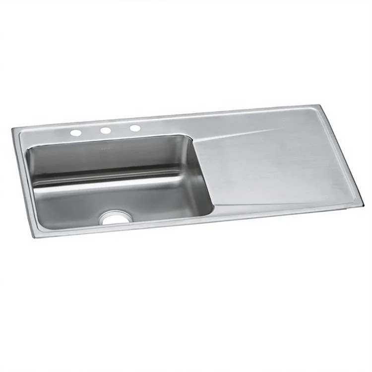 Kitchen Sink Lustertone Classic 43 x 22 Inch Single Bowl with Right Drainboard 2 Hole Lustrous Highlighted Satin Top Mount - Frankwebs