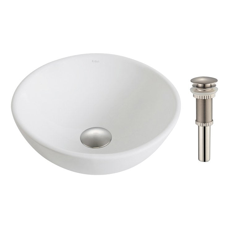 Elavo Small Round Ceramic Bathroom Vessel Sink with Pop-Up Drain - Frankwebs