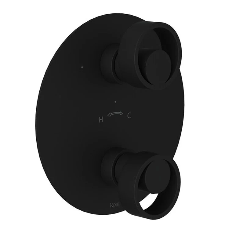 Thermostatic Trim Eclissi 1/2 Inch with Diverter 2 Circular Handle Polished Chrome/Matte Black 6.7 Gallons per Minute Brass - Frankwebs