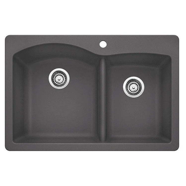 Kitchen Sink Diamond 33 x 22 Inch Double Bowl 1-3/4 Bowl 1 Hole Coal Black Drop-In/Undermount - Frankwebs