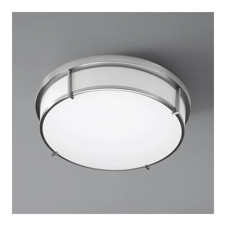 Io Two-Light Flush Mount Ceiling Fixture - Satin Nickel - Frankwebs