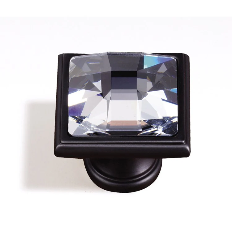 Knob Swarovski Crystal Square Crystal Polished Brass Brass 1-1/4 Inch 1-1/4 Inch 3/4 Inch - Frankwebs