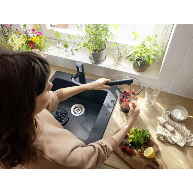 Kitchen Faucet Zesis 1 Lever Matte Black 2 Function 150 Degree Swivel 1.5 Gallons per Minute - Frankwebs