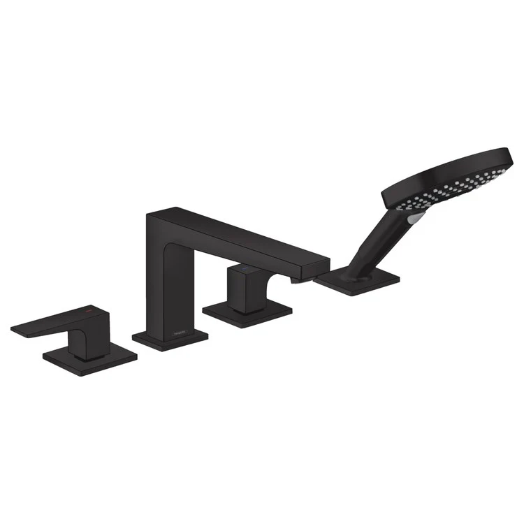 Roman Tub Trim Metropol Deck Mount with Handshower 2 Lever Brushed Black Chrome 8 Inch Spread 6.0 Gallons per Minute - Frankwebs