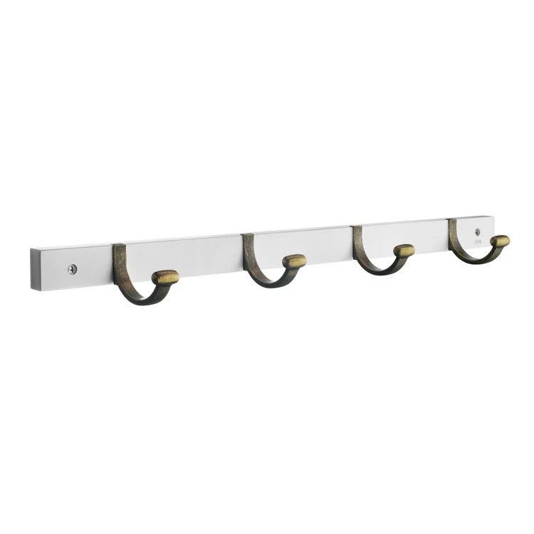 Hook Quadruple White 4 x 20 x 2 Inch 2 Inch Wall Mount Brass - Frankwebs