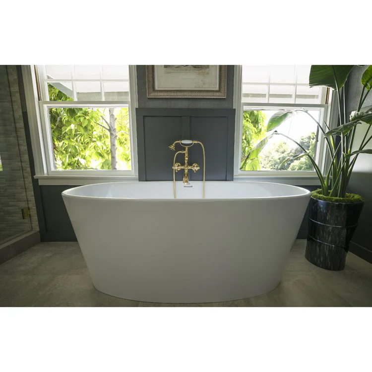 Soaking Tub Metro Collection Newbury 62 x 28 Inch Freestanding Tub Only Center White Hydroluxe SS - Frankwebs