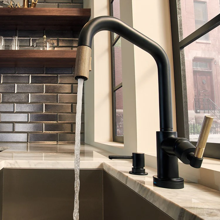 Litze Single Handle SmartTouch Pull Down Faucet with Angled Spout/Knurled Handle - Frankwebs