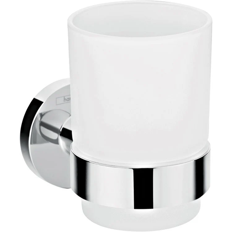 Tumbler Logis with Metal Holder Chrome Wall Mount Brass/Glass - Frankwebs