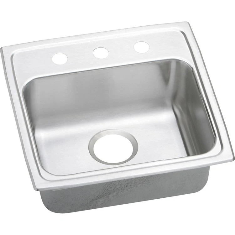 Kitchen Sink Lustertone Classic 19 x 18 Inch Single Bowl 3 Hole ADA Lustrous Satin Drop-In Rectangle Drain Location Rear Center Depth 5-1/2 Inch Quick Clip Mounting System Bottom Only Pads - Frankwebs
