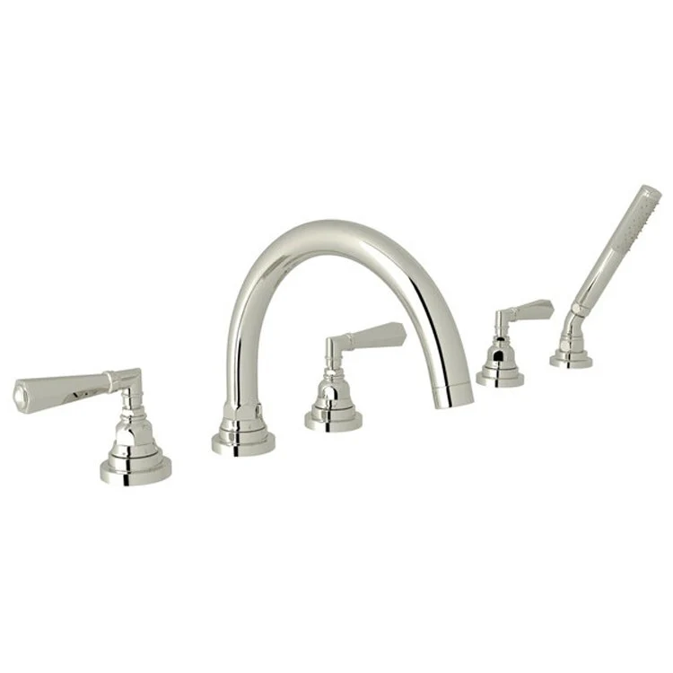 Tub Filler San Giovanni Deck Mount with Handshower 3 Metal Lever Polished Nickel - Frankwebs