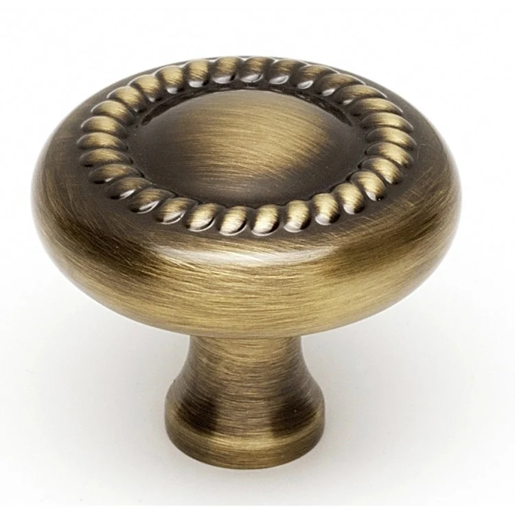 Knob Rope Round Antique English Matte Brass 1-1/4 Inch 1 Inch 15/32 Inch - Frankwebs