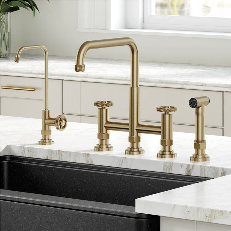 Urbix Industrial Bridge Kitchen Faucet and Water Filter Faucet Combo - Frankwebs