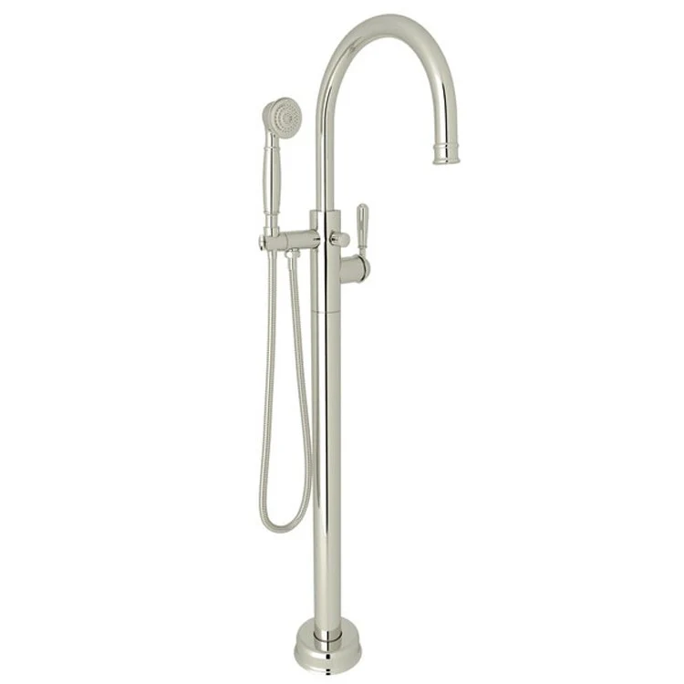 Tub Filler Trim Floor Mount 1 Lever Satin Nickel Brass 1 Hole - Frankwebs