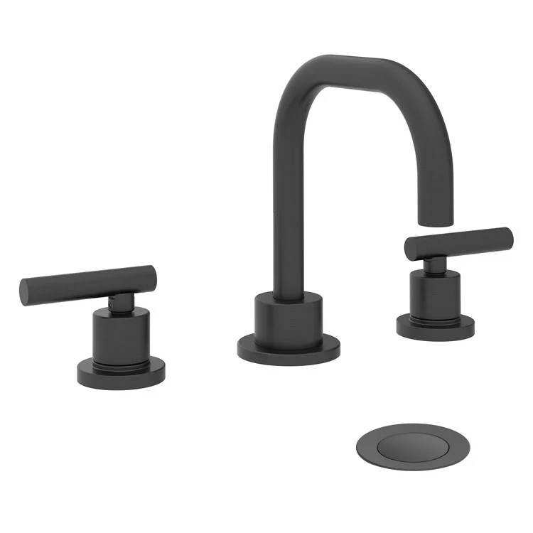 Lavatory Faucet Dia Widespread 8 to 16 Inch Spread 2 Lever ADA Matte Black 0.5 Gallons per Minute Metal Push Pop 3 Hole - Frankwebs