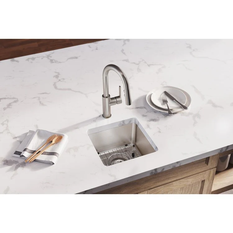 Kitchen Sink Lustertone Iconix 14.5 x 14.5 Inch Single Bowl Kit Luminous Satin Undermount - Frankwebs