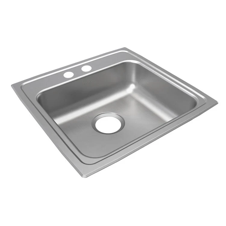 Kitchen Sink Lustertone Classic 19.5 x 19 Inch Single Bowl 2 Hole ADA Lustrous Satin Drop-In Rectangle Drain Location Rear Center Depth 6-1/2 Inch Bottom Only Pads - Frankwebs