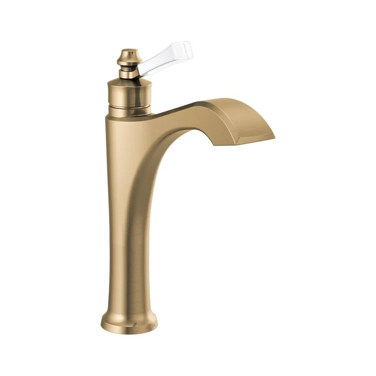 Lavatory Faucet Dorval Mid Height Vessel 1 Lever ADA WaterSense Brilliance Champagne Bronze Porcelain 1.2 Gallons per Minute High Arc Less Pop-up - Frankwebs
