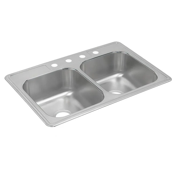 Kitchen Sink Dayton 33 x 22 Inch Double Bowl Equal Satin Drop-In 8-1/5 Inch - Frankwebs