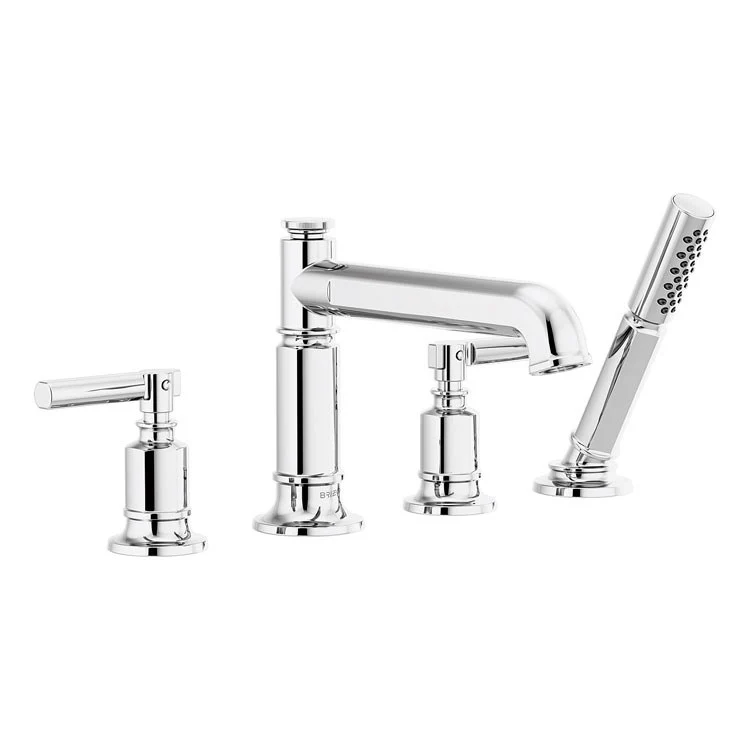 Roman Tub Trim Invari Deck Mount Less Handle Brilliance Luxe Gold WaterSense ADA 9-11/16 Inch Reach with Handshower/Hose/Spout - Frankwebs