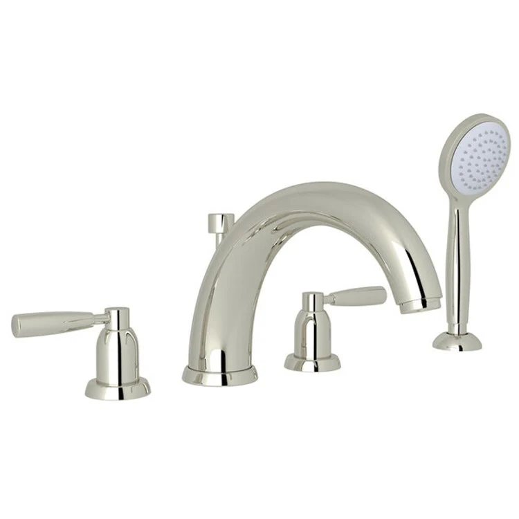 Tub Filler Holborn Deck Mount with Handshower 2 Lever Modified C-Spout Polished Nickel - Frankwebs