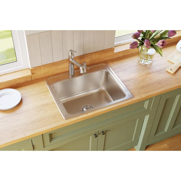 Kitchen Sink Lustertone Classic 25 x 21.25 Inch Single Bowl MR2 Hole Lustertone Classic Top Mount - Frankwebs