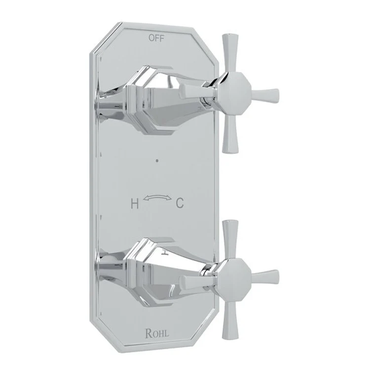 Thermostatic Trim Deco 1/2 Inch with Diverter 2 Cross Polished Chrome Brass - Frankwebs