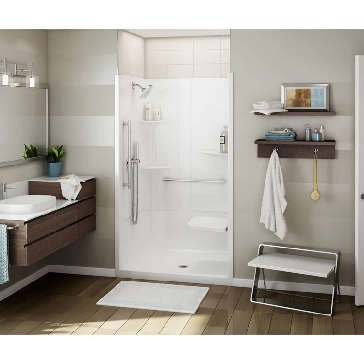 Shower Allia Rectangular White 48 x 34 Inch Acrylic No Seat Center Drain - Frankwebs