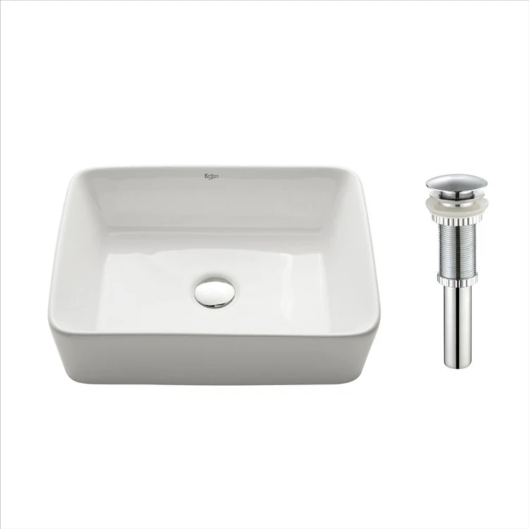 Rectangular Ceramic Bathroom Vessel Sink with Pop-Up Drain - Frankwebs