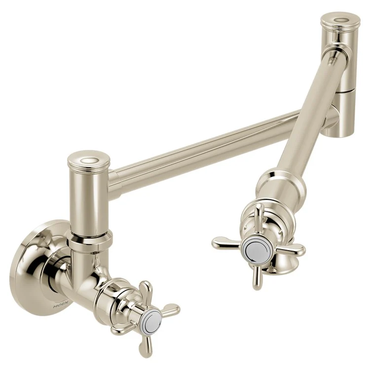 Pot Filler Weymouth Traditional 2 Lever ADA Polished Nickel 1 Hole 5.5 Gallons per Minute - Frankwebs