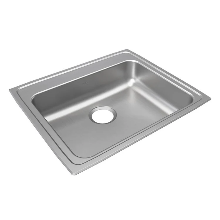 Kitchen Sink Lustertone Classic 25 x 21.25 Inch Single Bowl ADA Lustrous Satin Drop-In Rectangle Drain Location Rear Center Depth 6 Inch Bottom Only Pads - Frankwebs