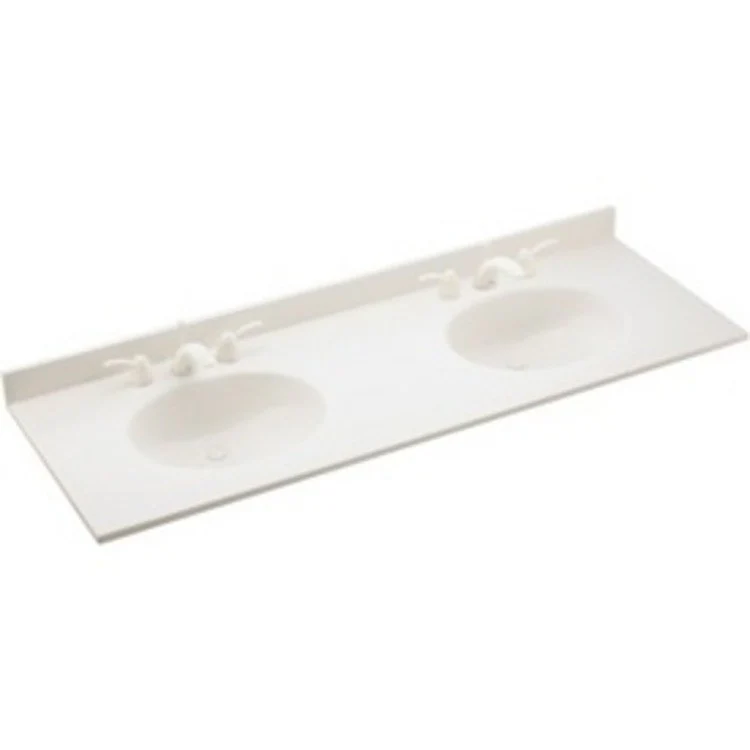 Vanity Top Swanstone Ellipse Double Bowl 61 x 22 Inch ADA Ice Swanstone 2 Hole - Frankwebs